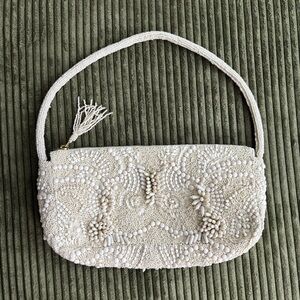 New without Tags - White Beaded Purse